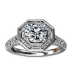 ZAC ZAC POSEN Art Deco Hexagon Halo Diamond Engagement Ring in 14k White Gold